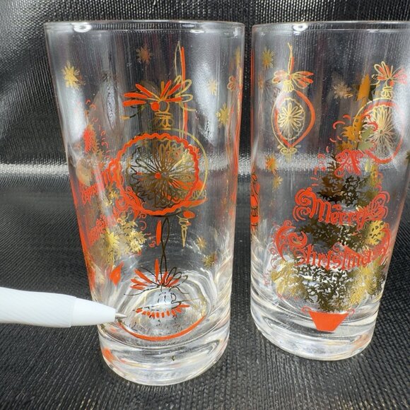 Beaver Valley Merry Christmas Tree Highball Tumblers Drinking Glasses Set 4 VTG - Picture 8 of 9